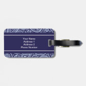 Étiquette À Bagage Bleu marine fait sur commande de monogramme de (Dos horizontal)