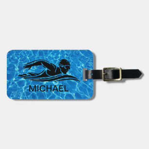 Étiquette À Bagage Bleu Noir Piscine Eau Personnalisée