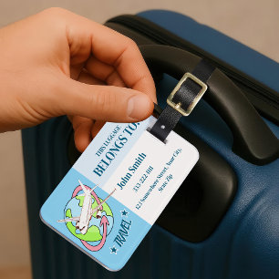 Étiquette À Bagage Bleu personnalisé Voyage avion étiquettes bagages