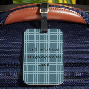 Étiquette À Bagage Bleu plaid