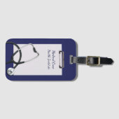 Étiquette À Bagage Bleu Porte - bloc Médicale avec Stethoscope (Devant Horizontal)