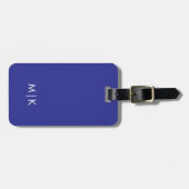 Étiquette À Bagage Bleu profond | Monogramme moderne (Devant horizontal)
