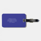 Étiquette À Bagage Bleu profond | Monogramme moderne (Dos horizontal)