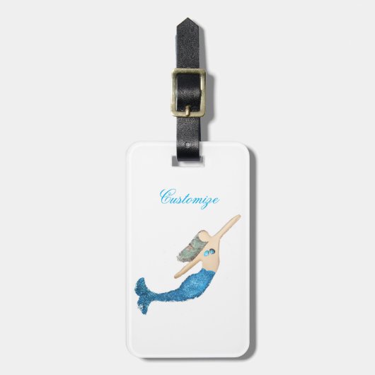 Étiquette À Bagage Bleu-queue Sirène nager Thunder_Cove (Devant Vertical)