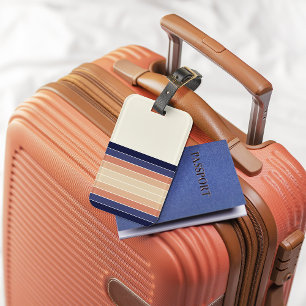 Étiquette À Bagage Bleu rétro et Pêche "Surfboard" rayé