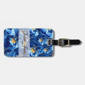 Étiquette À Bagage Bleu rêve, Rose floral Custom bagage étiquette (Devant horizontal)