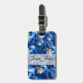 Étiquette À Bagage Bleu rêve, Rose floral Custom bagage étiquette (Devant Vertical)