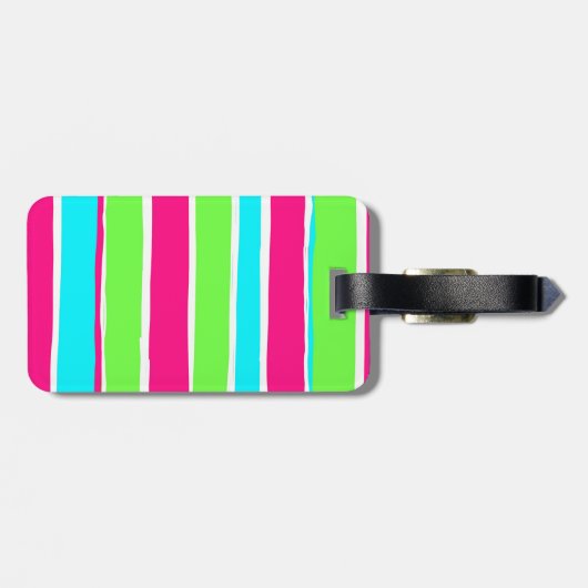 Étiquette À Bagage Bleu rose vert (Dos horizontal)