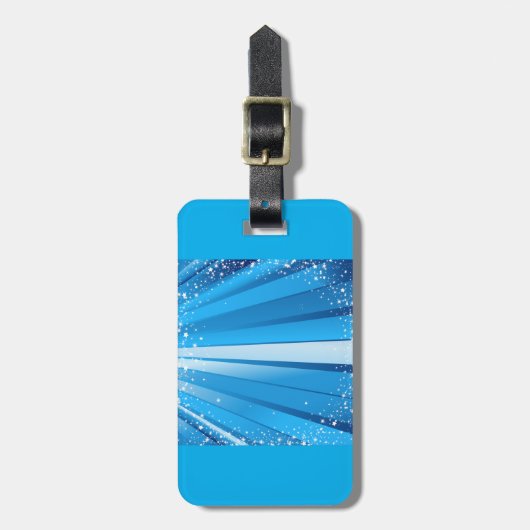 Étiquette À Bagage Bleu Starburst Étincelle avec rayons lumineux (Devant Vertical)