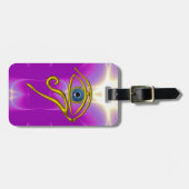 Étiquette À Bagage BLEU TALISMAN, OR HORUS OEIL rose Fuchsia Violet (Devant horizontal)