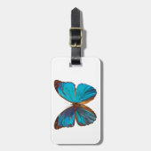 Étiquette À Bagage Bleu tropical et papillon turquoise (Devant Vertical)