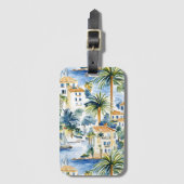 Étiquette À Bagage Bleu Tropical Méditerranée (Devant Vertical)