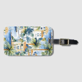 Étiquette À Bagage Bleu Tropical Méditerranée (Devant Horizontal)