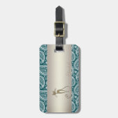 Étiquette À Bagage Bleu Turquoise adorable, Blancs, Chat - Personnali (Devant Vertical)