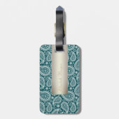 Étiquette À Bagage Bleu Turquoise adorable, Blancs, Chat - Personnali (Dos Vertical)