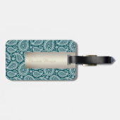 Étiquette À Bagage Bleu Turquoise adorable, Blancs, Chat - Personnali (Dos horizontal)