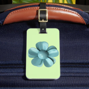 Étiquette À Bagage Bleu Vert Retro Fleur marguerite MOD Fleur rose