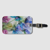 Étiquette À Bagage Bleu violet rose vert rose Art Floral (Devant Horizontal)