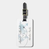 Étiquette À Bagage bleu Word Map Adventure Await Nom personnalisé (Devant Vertical)