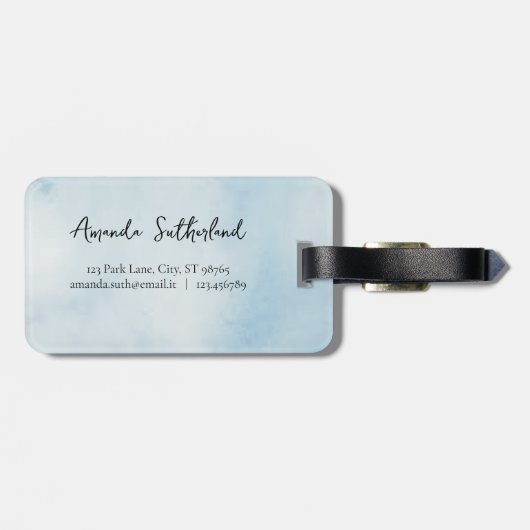 Étiquette À Bagage bleu Word Map Adventure Await Nom personnalisé (Dos horizontal)