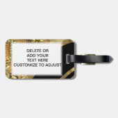 Étiquette À Bagage Bling d'or et motif noir de remous (Dos horizontal)