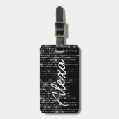 Étiquette À Bagage Bling en pierre avec nom (Devant Vertical)