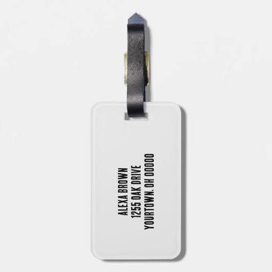 Étiquette À Bagage Bling en pierre avec nom (Dos Vertical)