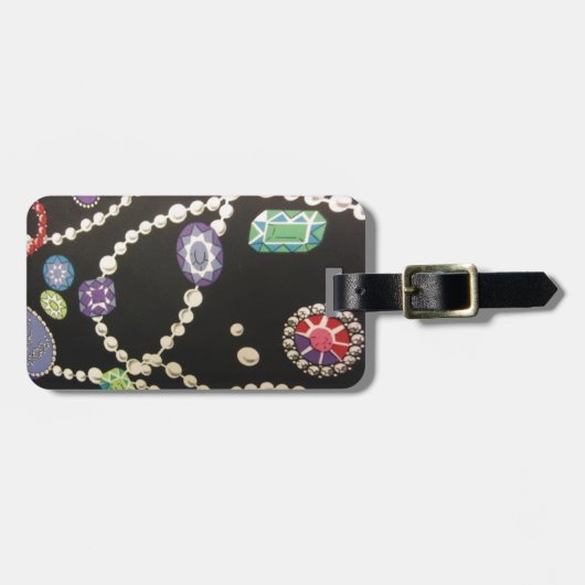 Étiquette À Bagage Bling et perles (Devant horizontal)
