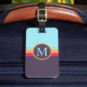 Étiquette À Bagage Bloc de couleur bleu clair orange rose violet pers