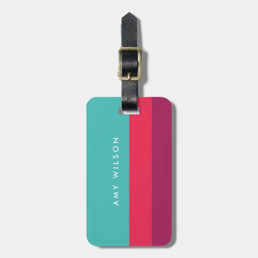 Étiquette À Bagage Bloc de couleur moderne Turquoise rose violet (Devant Vertical)