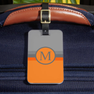 Étiquette À Bagage Bloc de couleur orange foncé gris clair personnali