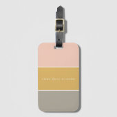 Étiquette À Bagage Blocage de couleur rose or gris rayure Monogramme (Devant Vertical)