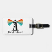 Étiquette À Bagage Block Island Lighthouse Rainbow (Devant horizontal)