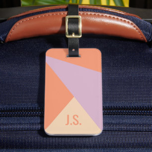 Étiquette À Bagage Blocs de couleur géométriques pêche orange et lava