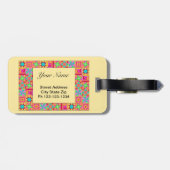 Étiquette À Bagage Blocs de courtepointe Bordure Art Manger courtoisi (Dos horizontal)