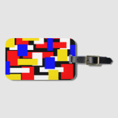 Étiquette À Bagage Blocs géométriques rouge, jaune, noir et bleu (Devant Horizontal)