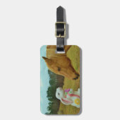 Étiquette À Bagage Blond Jaune cheval & Bunny de Pâques (Devant Vertical)