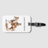 Étiquette À Bagage Blonde d'aquarelle occidentale, coutume (Devant Horizontal)