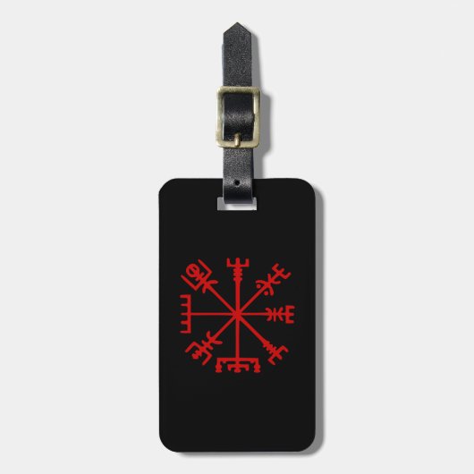 Étiquette À Bagage Blood Red Vegvísir (Viking Compass) (Devant Vertical)