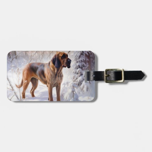 Étiquette À Bagage Bloodhof Laisser Neige Noël (Devant horizontal)