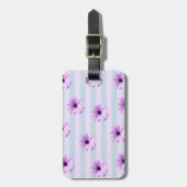 Étiquette À Bagage blue and purple striped daisy pattern (Devant Vertical)