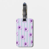 Étiquette À Bagage blue and purple striped daisy pattern (Dos Vertical)