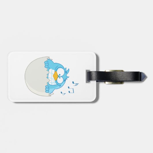 Étiquette À Bagage Blue Bird Hatching from Egg Singing Funny Animal (Dos horizontal)