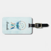 Étiquette À Bagage Blue Dreamcatcher Design Boho élégant (Devant horizontal)