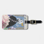 Étiquette À Bagage Blue Elegant Femme Floral Fancy Gown (Devant horizontal)