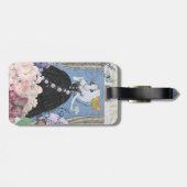 Étiquette À Bagage Blue Elegant Femme Floral Fancy Gown (Dos horizontal)