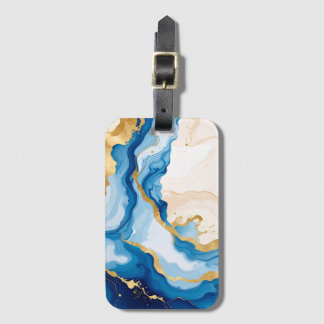Étiquette À Bagage Blue geode Abstract Watercolor Luggage Tag