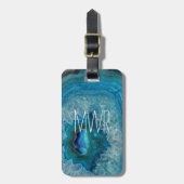 Étiquette À Bagage Blue Geode Rock Mineral Agate Crystal Image (Devant Vertical)