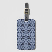 Étiquette À Bagage Blue Geometric Pattern Retro Style (Devant Vertical)