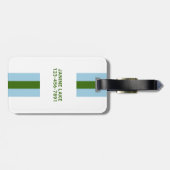 Étiquette À Bagage Blue Green Preppy Personnalisé Initial (Dos horizontal)